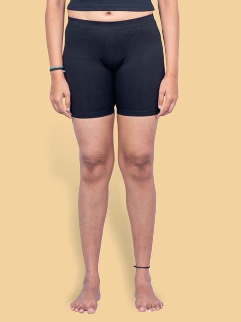 Kryptic Black Cotton Slim Fit Shorts