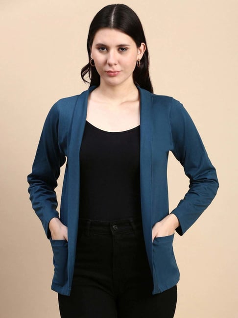 Kryptic Blue Cotton Regular Fit Shrug