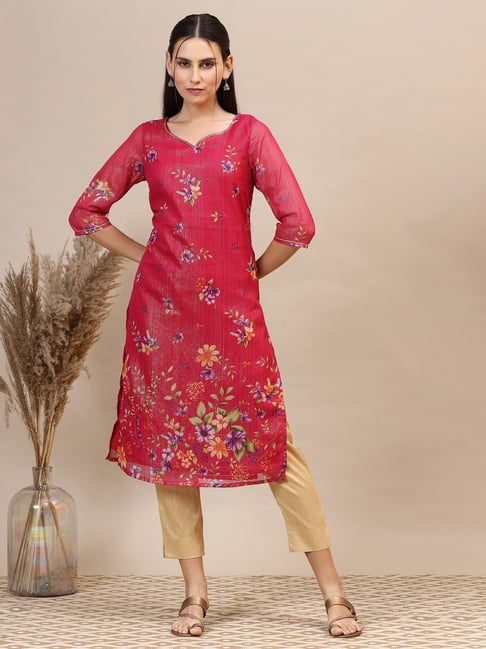 Aurelia Pink Floral Print Kurta-picture-43