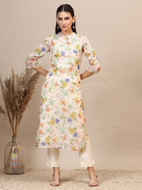 Aurelia Orange Floral Print Kurta-picture-44