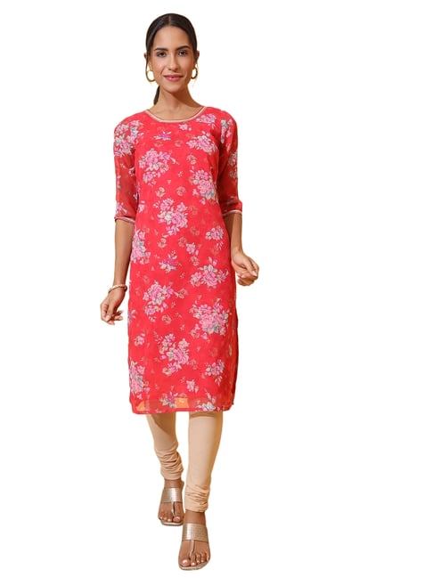 Aurelia Red Floral Print Kurta-picture-45