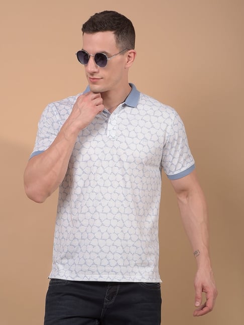 Crimsoune Club Blue Blended Slim Fit Printed Polo T-Shirt-picture-13
