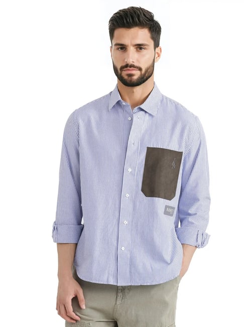 Rare Rabbit White Regular Fit Stripes Shirt-picture-17