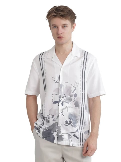 Rare Rabbit White Boxy Fit Floral Shirt-picture-31