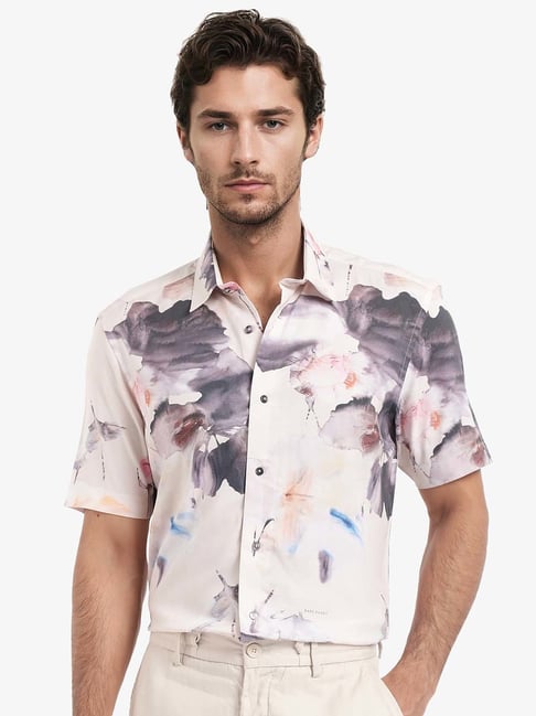 Rare Rabbit White Regular Fit Floral Shirt-picture-25