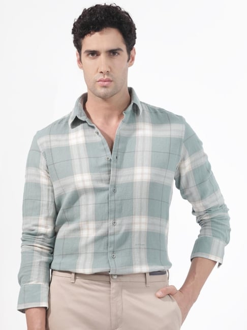 Rare Rabbit Teal Regular Fit Checks Shirt-picture-27