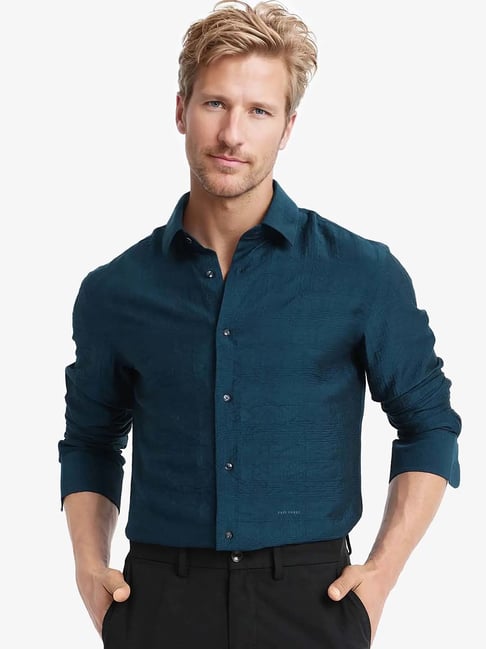 Rare Rabbit Teal Regular Fit Checks Shirt-picture-25