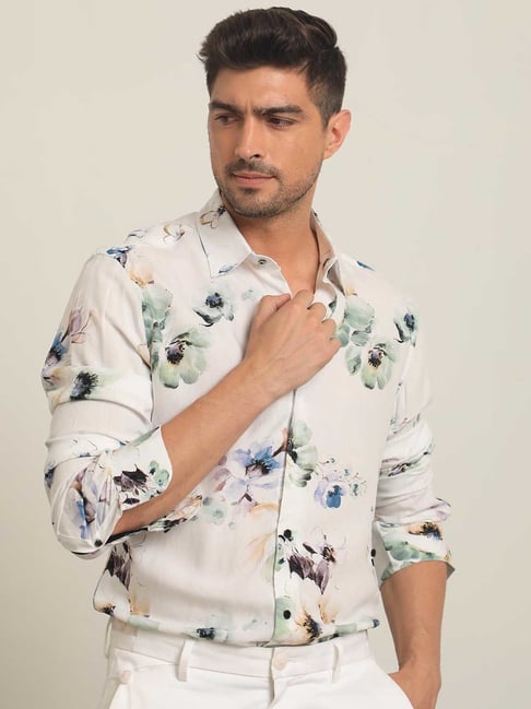 Rare Rabbit White Regular Fit Floral Shirt-picture-23