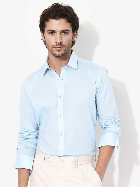 Rare Rabbit Blue Regular Fit Solid Shirt-picture-37