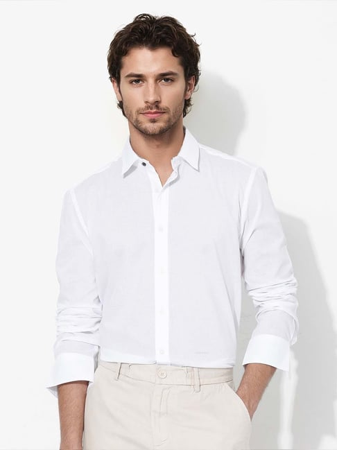 Rare Rabbit White Regular Fit Solid Shirt-picture-16
