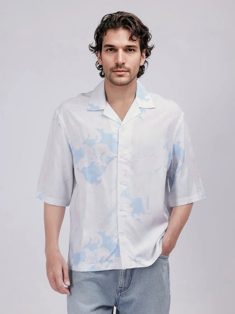 Rare Rabbit White Boxy Fit Abstract Shirt-image-8