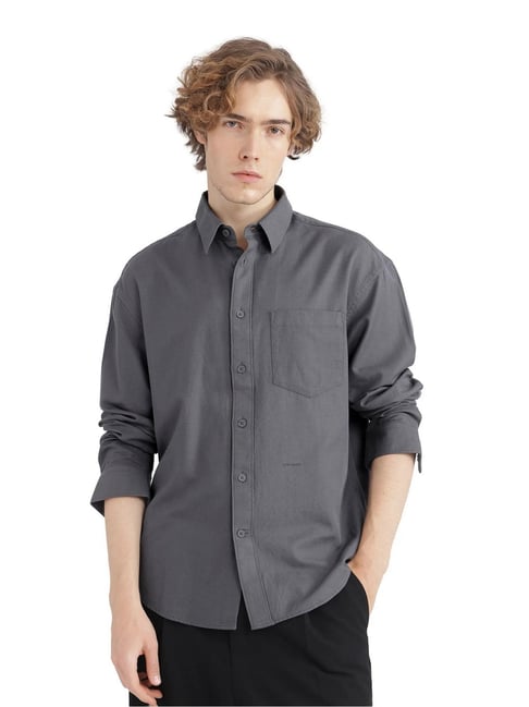 Rare Rabbit Grey Boxy Fit Solid Shirt-picture-35