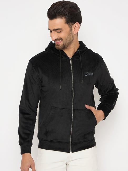 Duke Black Smart Fit Striped Hooded Sweatshirt-image-12