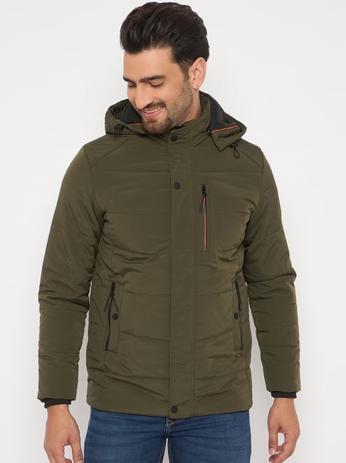 Duke Light Olive Regular Fit Quilted Hooded Jacket-picture-21