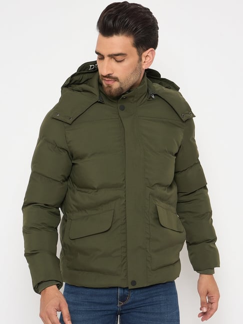 Duke Olive Regular Fit Quilted Hooded Jacket-picture-13