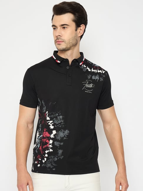 Duke Black Slim Fit Printed Polo T-Shirt-image-13