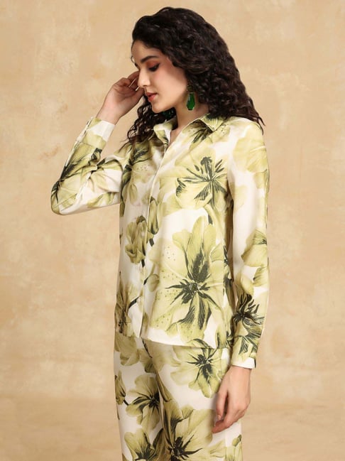 KAZO Green Floral Print Casual Shirt-picture-25