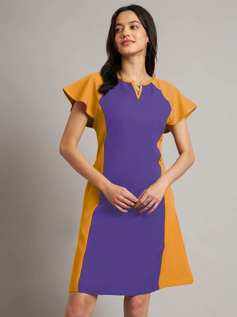 mustard and purple dress Mustard and Purple Trendy Designer Salwar Suit For Festival