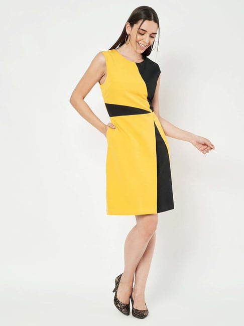 mustard yellow and black dress Luxurious Yellow/Black Roses Women's Mini Dress Yuliya Magdych XL / Yellow/Black