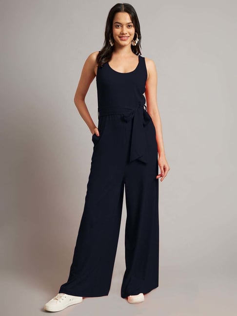 Brinns Navy Cotton Regular Fit Jumpsuit-picture-36