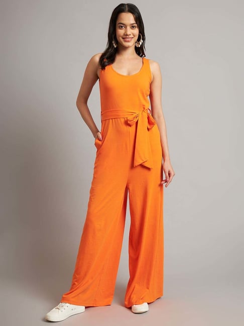 Brinns Orange Cotton Regular Fit Jumpsuit-picture-29