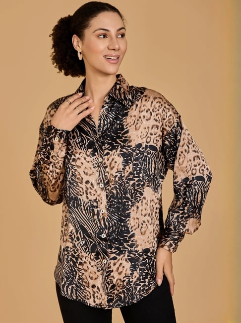 Urban Sundari Multicolor Satin Casual Fit Printed Shirt-picture-16