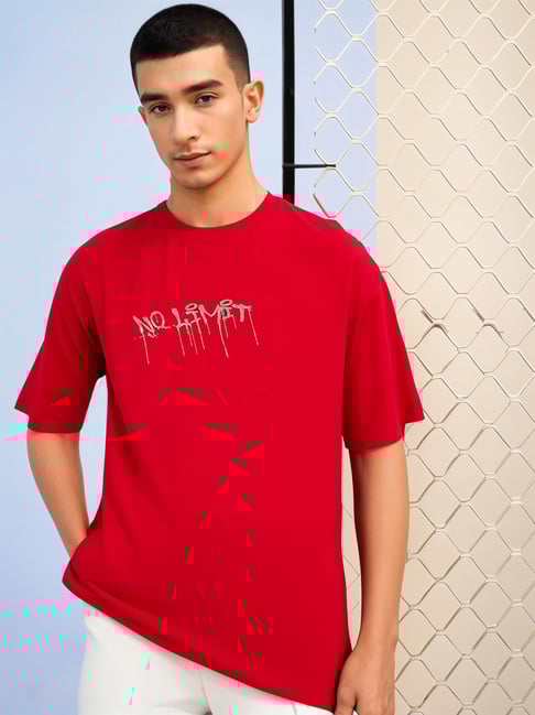 Vimal Jonney Red Loose Fit Graphic T-Shirt-picture-41