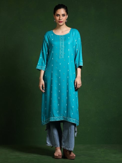 Jaipur Kurti Turquoise Kurtakurtis-picture-30