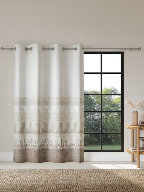 DDecor Poly fill Abstract Brown 7 ft Room Darkening Door Curtain