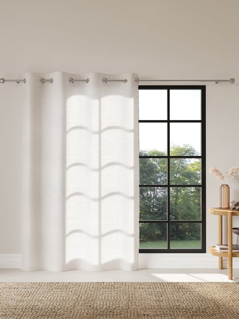 DDecor Polyester Solid White 9 ft Room Darkening Long Door Curtain