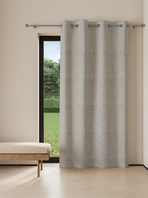 DDecor Poly fill Solid Grey 9 ft Blackout Long Door Curtain