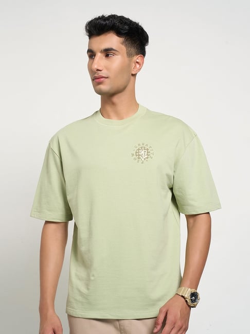 7 Alt By Pantaloons Green Cotton Loose Fit Printed T-Shirts-picture-11