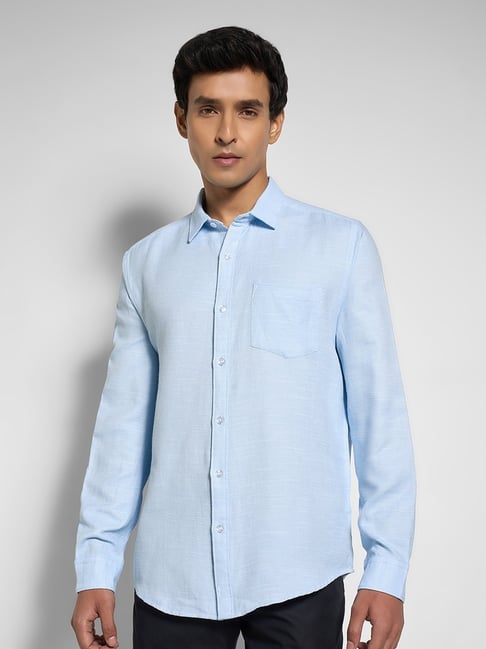 Peregrine By Pantaloons Blue Cotton Regular Fit Printed Shirts-picture-11