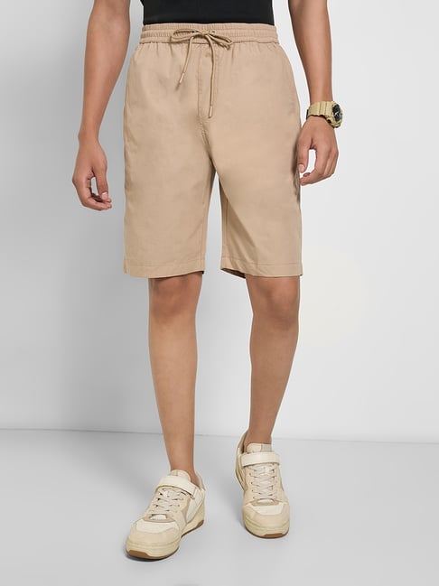 7 Alt By Pantaloons Beige Cotton Slim Fit Shorts-picture-39