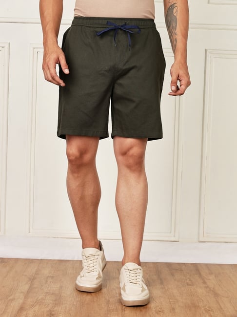 Thomas Scott Green Cotton Regular Fit Shorts