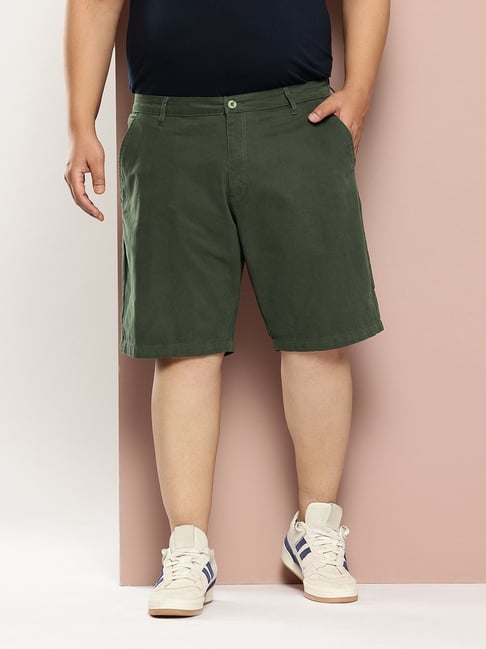 Thomas Scott Green Cotton Regular Fit Shorts-picture-11