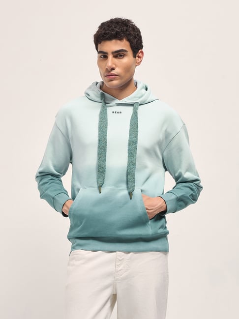The Bear House Green Cotton Relaxed Fit Ombre Hooded Sweatshirt-picture-43