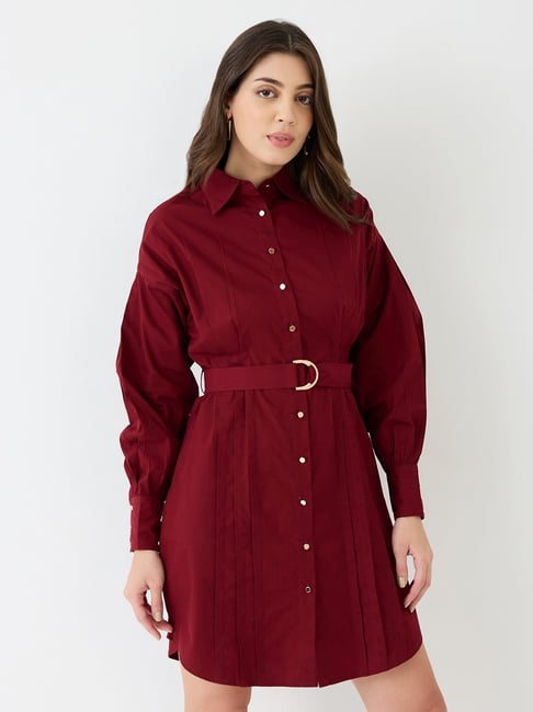Ladies Dresses Maroon Long Sleeve T Shirt Dress ASOS DESIGN Curve