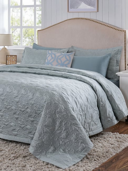 Maspar Twirls & Swirls Blue Cotton 400 TC Double Bedsheet Sets-picture-12