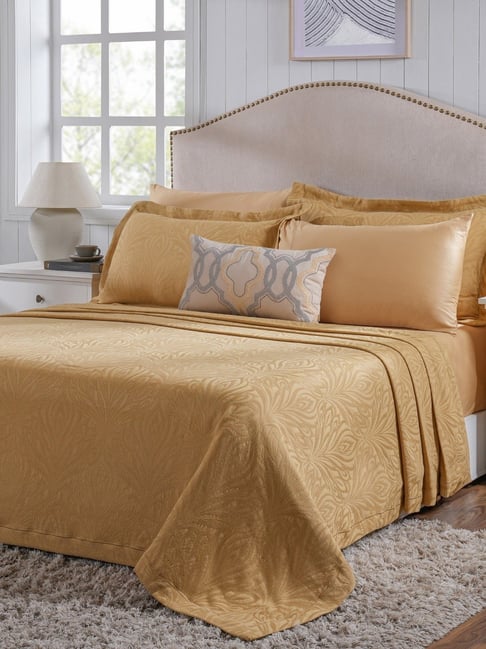 Maspar Acorus Bliss Gold Cotton 235 TC King Bedsheet Set-picture-21
