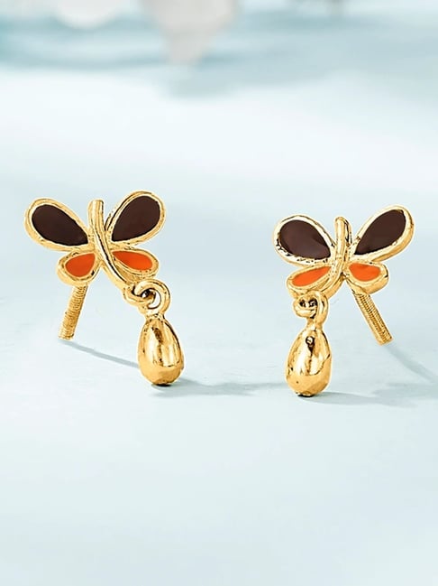 P.N.Gadgil Jewellers Lumi Fly 22kt Yellow Gold Stud Earring For Woman-image-19
