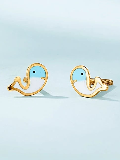litestyle by png P.N.Gadgil Jewellers Deep Blue Whale 22kt Yellow Gold Stud Gold Earring For Kids-picture-36