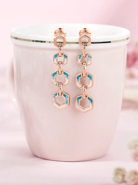P.N.Gadgil Jewellers Hexa Gleam 18kt Rose Gold Dangler Earring For Woman-image-14
