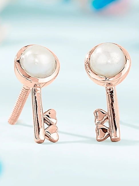 litestyle by png P.N.Gadgil Jewellers Sovereign Key 18kt Rose Gold Stud Earring For Woman-picture-25
