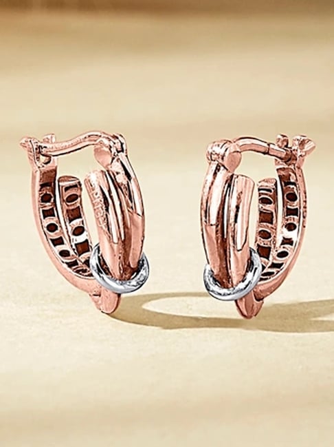 P.N.Gadgil Jewellers Nexa Beam 18kt Rose Gold Hoops & Huggies Gold Earring For Woman-image-25