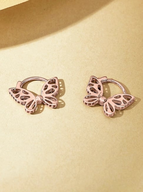 P.N.Gadgil Jewellers Gilded Papillon 18kt Rose Gold Stud Earring For Woman-image-23