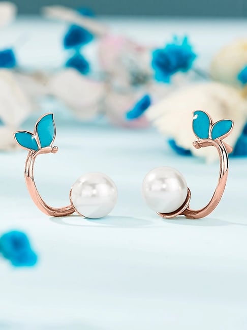P.N.Gadgil Jewellers Leaf Lume 18kt Rose Gold Stud Earring For Woman-image-16