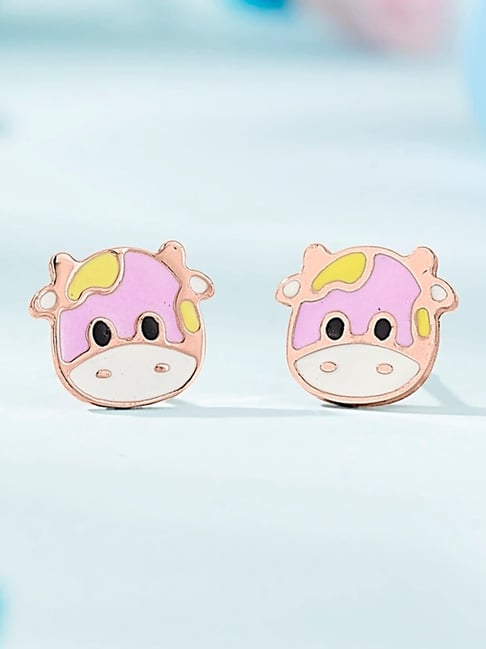 litestyle by png P.N.Gadgil Jewellers Fluffy Cow 18kt Rose Gold Stud Gold Earring For Kids-picture-29