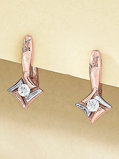 litestyle by png P.N.Gadgil Jewellers Golden Dusk 18kt Rose Gold Hoops & Huggies Earring For Woman-picture-10