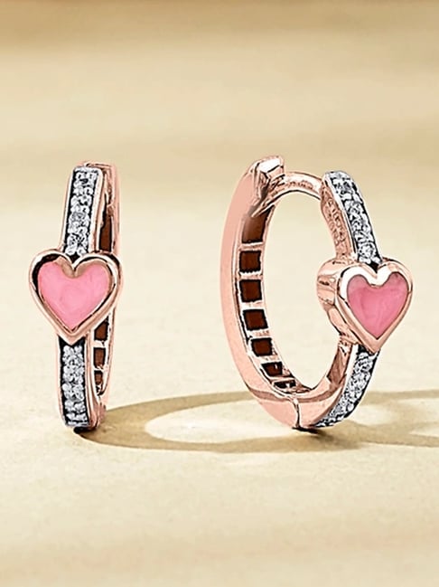 litestyle by png P.N.Gadgil Jewellers Heart Sync 18kt Rose Gold Hoops & Huggies Earring For Woman-picture-12
